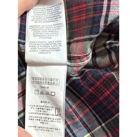 Ralph Lauren Polo Red White Green Blue Windowpane Plaid Medium Long Sleeve Shirt - Picture 15 of 16